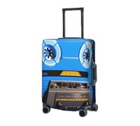 RLDOBOFE Copertura per bagagli da viaggio per valigia elastica protezione per valigie nastro audio su sfondo blu Coperture per valigie Lavabile Copertura protettiva antipolvere per bagagli Adatto per