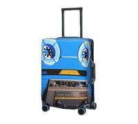 RLDOBOFE Copertura per bagagli da viaggio per valigia elastica protezione per valigie nastro audio su sfondo blu Coperture per valigie Lavabile Copertura protettiva antipolvere per bagagli Adatto per