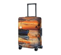RLDOBOFE Copertura per bagagli da viaggio per valigie elastica Protezione per valigia Barca sulla spiaggia al tramonto Copertura per valigie Lavabile Copertura protettiva antipolvere per bagagli