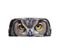 RLDOBOFE Giallo occhi gufo stampa Matita Bag impermeabile Zipper Pencil Case Leather Pen Box Cosmetic Bag Per Office Pencil, Oro, Taglia unica