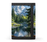 RLDOBOFE Lakeside, portafoglio da uomo in legno con tasca per contanti, 1 finestra per documento d'identità, 8-13 carte, sottile, con blocco RFID, portafoglio a tre ante