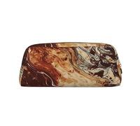 RLDOBOFE Marmo Misto Marrone Matita Bag Impermeabile Cerniera Matita Caso In Pelle Penna Box Sacchetto Cosmetico Per La Mat, Oro, Taglia unica