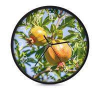 RLDOBOFE Orologio da parete rotondo con albero di melograno, 25,4 cm, moderno, funzionamento a batteria, silenzioso, senza ticchettio, orologio decorativo da parete facile da leggere per casa, cucina
