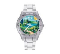 RLDOBOFE Orologio da polso unisex in acciaio inossidabile con quadrante grande