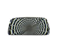 RLDOBOFE Spirale illusione ottica gif stampa Matita Bag impermeabile Zipper Pencil Case Leather Pen Box Cosmetic Bag Per Office Pencil, Oro, Taglia unica