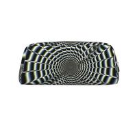 RLDOBOFE Spirale illusione ottica gif stampa Matita Bag impermeabile Zipper Pencil Case Leather Pen Box Cosmetic Bag Per Office Pencil, Argento, Taglia unica