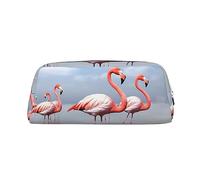 RLDOBOFE Stormo di fenicotteri rosa sulla spiaggia borsa da viaggio impermeabile cerniera custodia da viaggio in pelle penna scatola cosmetica per ufficio viaggio, Argento, Taglia unica