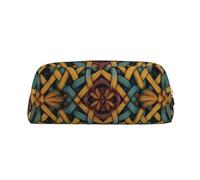 RLDOBOFE tessuto modello stampa Matita Bag impermeabile Zipper Pencil Case Leather Pen Box Cosmetic Bag Per Office Pencil, Oro, Taglia unica