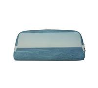 RLDOBOFE Tranquil acqua stampa Matita Bag impermeabile Zipper Pencil Case Leather Pen Box Cosmetic Bag Per Office Pencil, Argento, Taglia unica