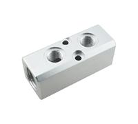 RLECS Connettore rapido in lega di alluminio d'argento del blocchetto di distribuzione dell'aria dei collettori a 2 vie 75x30x30mm compatibile con il serbatoio di stoccaggio e la linea di produzione
