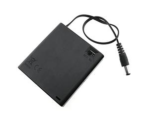 RLECS Porta batterie AA nero 4x1.5V 6V AA Scatola di Batteria con DC 5.5x2.1mm Connettore Maschio FAI DA TE Porta Batteria Pacchi Batteria Case Power Bank Wired Interruttore ON/Off con coperchio