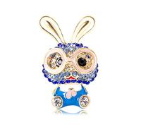 RLHRNDE Simpatica spilla a forma di coniglio di cristallo per le donne delicata spilla a forma di coniglietto con strass portafortuna smaltata con occhiali da cartone animato coniglietto gentiluomo