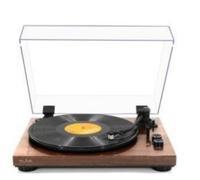 RLINE - Giradischi Vinili Bluetooth Noce Lucido, Lettore Vinili 33 e 45 Giri, Piatto 12" con Bordo Cromato, Piedini Antivibrazione, Cartuccia Magnetica AT3600, Pre-amplificatore Attivabile