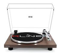 RLINE - Giradischi Vinili Bluetooth Noce, Lettore Vinili 33 e 45 Giri, Piatto 12" in Alluminio Pressofuso, Cartuccia Magnetica VM-95E, Pre-amplificatore Attivabile, Funzione Anti-Skating
