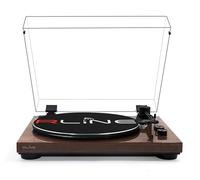 RLINE - Giradischi Vinili Bluetooth Noce Lucido, Lettore Vinili 33 e 45 Giri, Piatto 12" con Bordo Cromato, Piedini Antivibrazione, Cartuccia Magnetica AT3600, Pre-amplificatore Attivabile