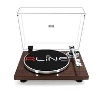 RLINE - Giradischi Vinili Bluetooth Noce Lucido, Lettore Vinili 33 e 45 Giri, Piatto 12" in Alluminio Pressofuso, Cartuccia Magnetica VM-95E, Pre-amplificatore Attivabile, Funzione Anti-Skating