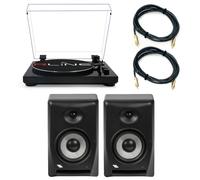 RLINE RLTN11GB Giradischi Bluetooth Nero Luc. +2 Proel EIKON EK5NF Casse+2Cavi