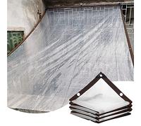 RLINZ Telone Impermeabile Trasparente con Occhielli Multiuso Tenda da Balcone in Plastica Resistente alle, Intemperie Telo Trasparente per Piante della Serra Roof (4mx4m)