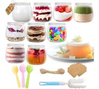 Rliocvhe 12 Vasetti per yogurt Con Coperchio 200ml, Piccoli Vasetti Yogurt Vetro, Barattoli di Vetro Con Coperchi, Barattoli per Yogurt per Panna Cotta, Budino, Yogurt, Piccoli Bicchieri per Dessert