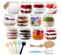 Rliocvhe 12 Vasetti per yogurt Con Coperchio 200ml, Piccoli Vasetti Yogurt Vetro, Barattoli di Vetro Con Coperchi, Barattoli per Yogurt per Panna Cotta, Budino, Yogurt, Piccoli Bicchieri per Dessert