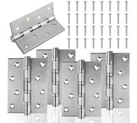Rliocvhe 4 Pezzi Cerniere in Acciaio Inox, 100mm × 75mm Argento Cerniere per Legno con 32 viti per Porte e Mobili, Cardine per Armadio cancelli e recinzioni da Giardino anche a molla automatica