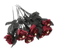 RLKHXBS 10pcs Skull Rose Flowers for Halloween Decor Faux Roses with Skull for Indoor Layout Spooky Floral Arrangement for Haunted House Parties And Events