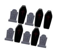 RLKHXBS 1set Halloween Graveyard Tombstone And Coffin Resin Headstones for Spooky Decor Miniature Halloween Decorations for Garden And Parties