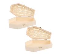 RLKHXBS 2 Pezzi Halloween Decoration Box Box Coffin Treat Boxes Urn funebre per Animali Domestici Urna per Gatto per Cenere Caramelle Halloween Favore per Pet Jar Beige Wood