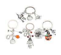 RLKHXBS 4pcs Halloween Keychains Pumpkin Witch Keyring Pendants for Decoration Skull Keychain for Men Unique Halloween Jewelry for Friends Family