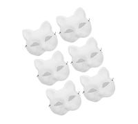 RLKHXBS 6pcs White Fox Cat Half Face Masks with Lace Detail Lightweight Animal Party Masquerade Masks for Halloween Cosplay Carnival And Costume Decorations