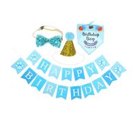 RLKHXBS Cat Party Hat Collar Bow Tie Bandana Set Birthday Banner Decor per Animale Domestico