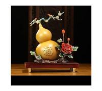 RLKHXBS Fengshui Copper Gourd Ornaments,Fengshui Statue for Wealth And Luck,Luck Symbol Sculpture,Home Decoration Home Desktop Decor (Color Yellow-24 * 28cm)