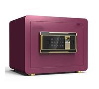 RLKHXBS Fingerprint Security Safes Lock Box Cabinets, Solid Steel Safe for Money,Rose Red
