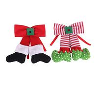 RLKHXBS Fiocchi da Elfo per Calze Natalizie da Appendere: Calze Natalizie da Elfo, Calze da Babbo Natale, Ornamenti per L'Albero di Natale, Decorazioni per Il Camino, Verde Rosso, Giorno della