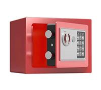 RLKHXBS Fireproof Waterproof Deposit Box Digital Cabinet Safe with VBuilt-in Alarm Wall/Floor Mounted for Jewelry A4 Document Laptop Home Office 22X17X17c for,Red