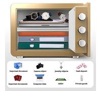 RLKHXBS, Fireproof Waterproof Deposit High Security Small Entry Cabinet with Lock Manual Enclosed Mechanical Household Small Old Mechanical Lock No Battery Req (WHI