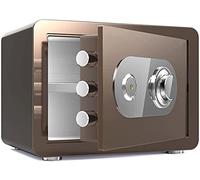 RLKHXBS Fireproof Waterproof Safe Money with Lock Steel Thickened Door Panel Hotel Small Storage Cabinets Key Password Wall-Mounted for Home Office Cash Use,Brown