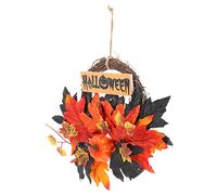 RLKHXBS Halloween Themed Artificial Maple Leaves Wreath Vibrant Autumn Decor for Doors And Walls Creative Garland for Home Decoration Easy Care for Halloween Parties And Seasonal