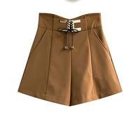 RLKHXBS High Waist Wide Leg Pants Loose A Word Thin Shiny Pu Leather Pants Shorts