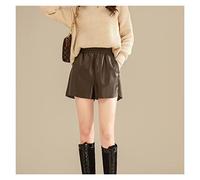 RLKHXBS Leather Shorts Female Thin High Waist Autumn And Winter A Word Wide Leg Pants Outside Wear Leather Pants