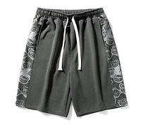 RLKHXBS Men's Casual Beach Shorts Lightweight Couple Shorts Summer Cartoon Elastic Waist Shorts with Pockets