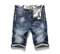 RLKHXBS Men's Stretch Short Jeans Casual Slim Elastic Denim Shorts Male Clothes