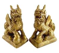 RLKHXBS Ornamenti per la prosperità della ricchezza in Ottone da Tavolo, Una Coppia Decorazione di Decorazioni di Figurine di Unicorno per Fortuna attirare ricchezza e buona Fortuna, 7 cm