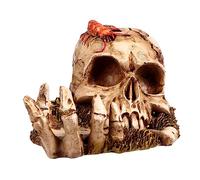 RLKHXBS Orribile Arredamento del Cranio in Resina spetine adornamento per Cranio per Oggetti di Scena infestati Un Unico Ornamento Desktop per Feste di Halloween e celebrazioni Festive