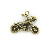 RLKHXBS Piccole Statue in Ottone Solido Puro Rame Harley Skeleton Skeleton Motorchain Ciondolo