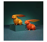 RLKHXBS Porch Decoration Copper Creative Cute Cuddly Bronze Sculpture Decorative Desk Craft Rabbit Year of Ornaments for The Home(A+B)