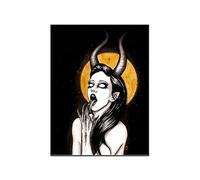 RLKHXBS Postatori di Decorazioni di Halloween Blank Notebook - Grimoire Spell Book - Demon Girl Art Canvas Pittura Poster d'Arte murale per la Camera da Letto Decorazione per Soggiorno 16x20inch