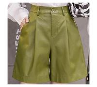 RLKHXBS Pu Leather Shorts Female Wide Leg Faux Leather Shorts High Waist Plus Size Loose Short Pants
