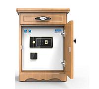 RLKHXBS Safe,Home Safe, Home Safe 60cm Drawer Solid Wood Bedside Table Small Safe Fingerprint Password Stealth Anti-Theft Cabinet Cabinet Safes (Color : Brown)