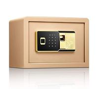 RLKHXBS Safes Anti-Fire Anti-Theft Biometric Fingerprint Security Safe, Safes for s,Lock Cabinets,Solid Steel Safe Strong,Wall Safes (Gold 35X25X25CM)